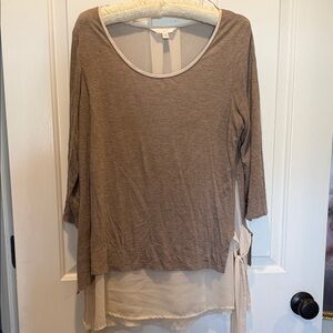 LC Lauren Conrad Brown and Cream Layered Blouse